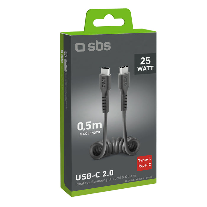 SBS TECABLETYPCCSK USB-C spiral cable - USB-C 0.5m - black