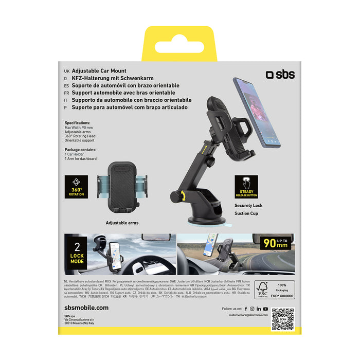 SBS TEHWSUPWIND smartphone holder telescopic with suction cup - black