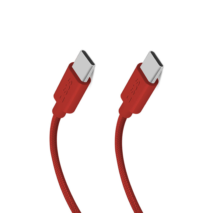 SBS TECABLETISSUETCCR USB-C - USB-C 1.5m 60W Braided Cable - Red