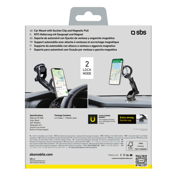 SBS TESUPMAGRINGEXT Smartphone Holder for Dashboard and Windshield, MagSafe Compatible - Black