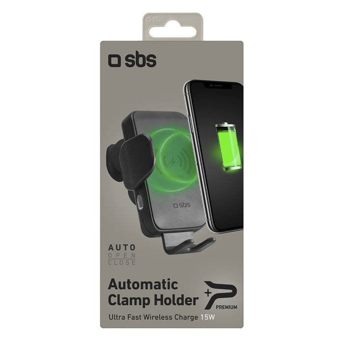 SBS TESUPWIR15WAUT smartphone holder with wireless charger for air vent - black