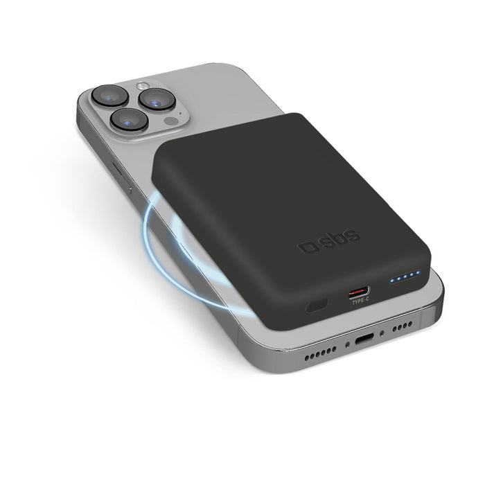 SBS TEBB5000MAG1CK Wireless Power Bank 5000 mAh USB-C, MagSafe Compatible - Black