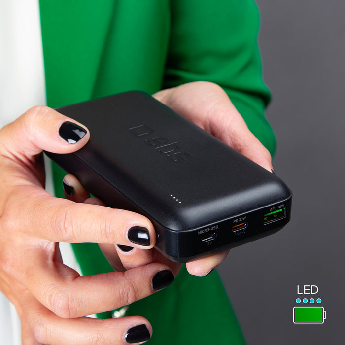 Powerbank SBS TTBB20000PD20K 20000 mAh 20W PD USB-C, USB-A, Micro-USB - black