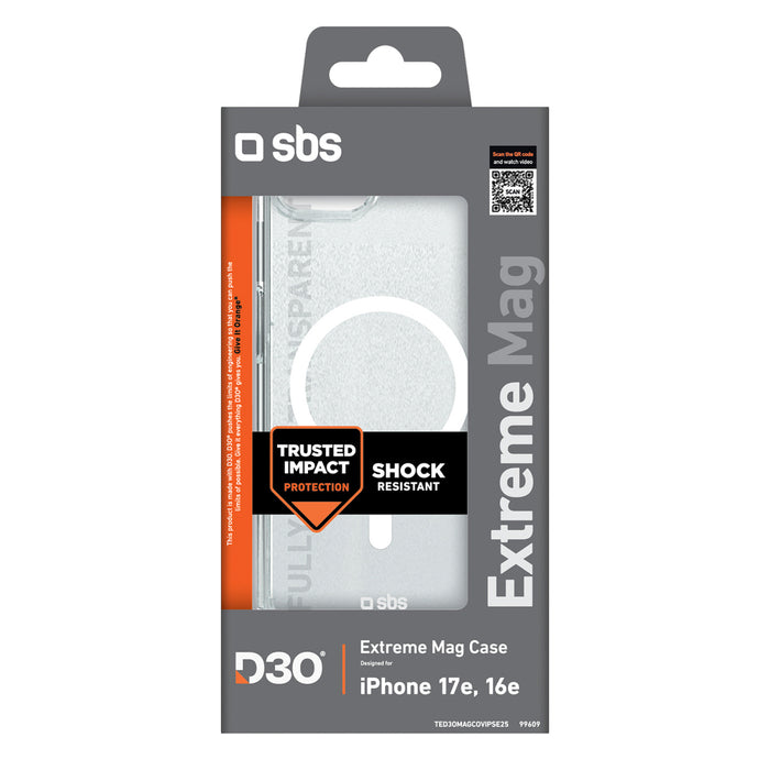 SBS Extreme Mag D3O MagSafe Case for iPhone 16e/17e - Transparent