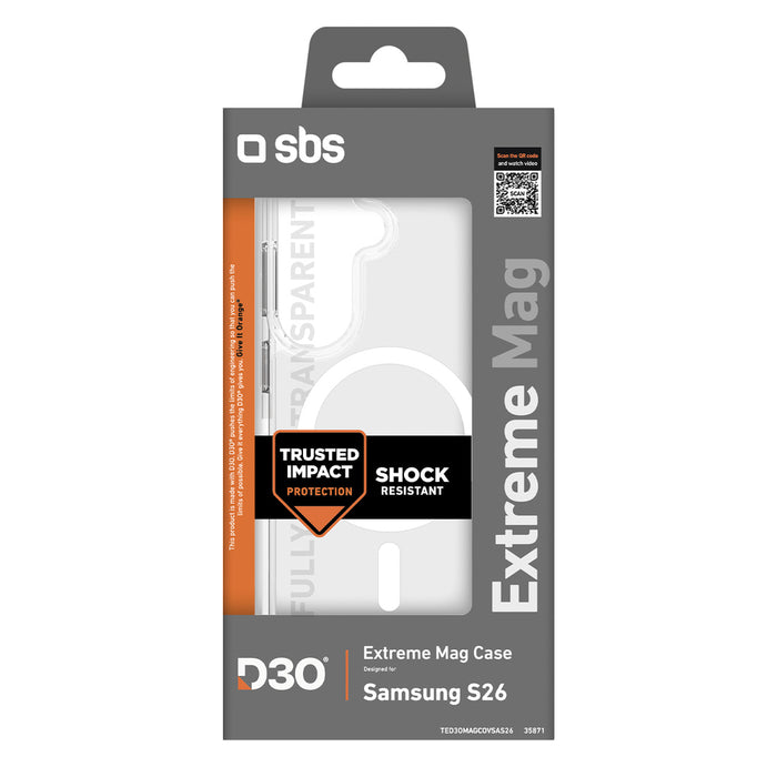 SBS Extreme D30 Case for Samsung Galaxy S26 Compatible with MagSafe - Transparent