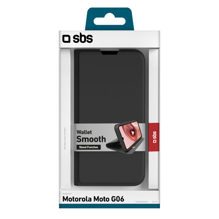 SBS Wallet Smooth Case for Motorola Moto G06 with Flip Cover - Black