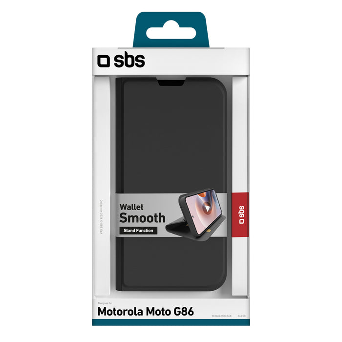 SBS Wallet Smooth Case for Motorola Moto G86 with Flip Cover - Black