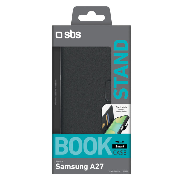 SBS Wallet Smooth Case for Samsung Galaxy A27 with Flip - Black