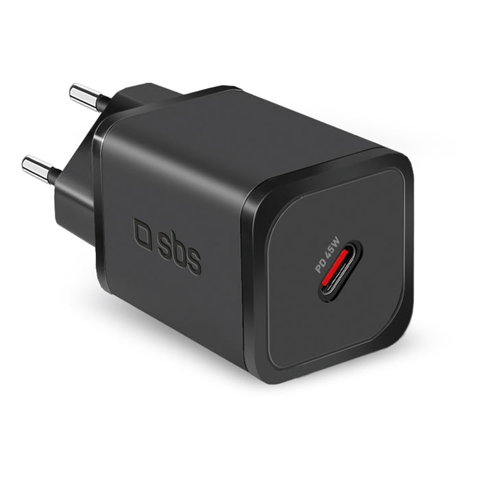 SBS TETRGAN1C45W 45W GaN USB-C Wall Charger with Power Delivery - Black