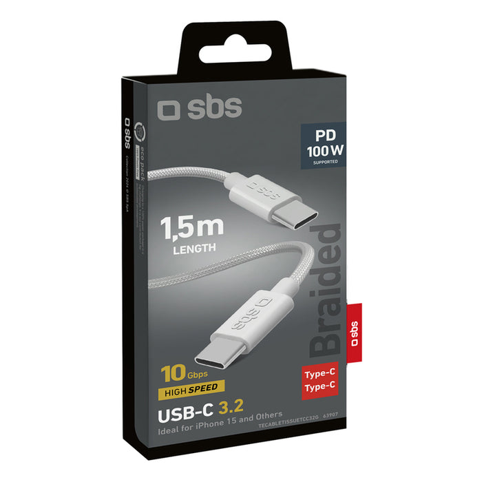 Cable SBS USB-C 3.2 100W PD 1.5M WHITE