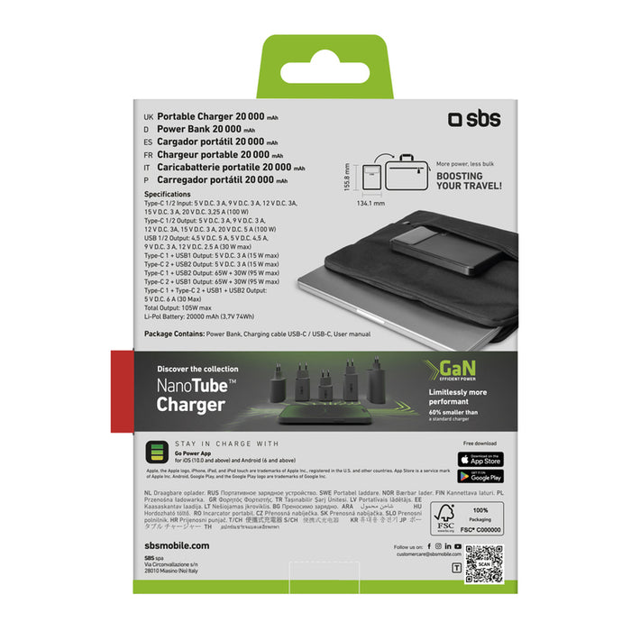 POWERBANK SBS SLIM 20000 mAh 100W PD