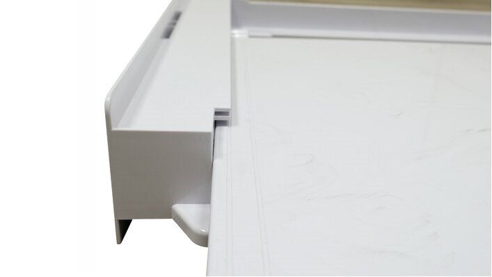 Washing machine and dryer stacking kit with drawer and strap, white