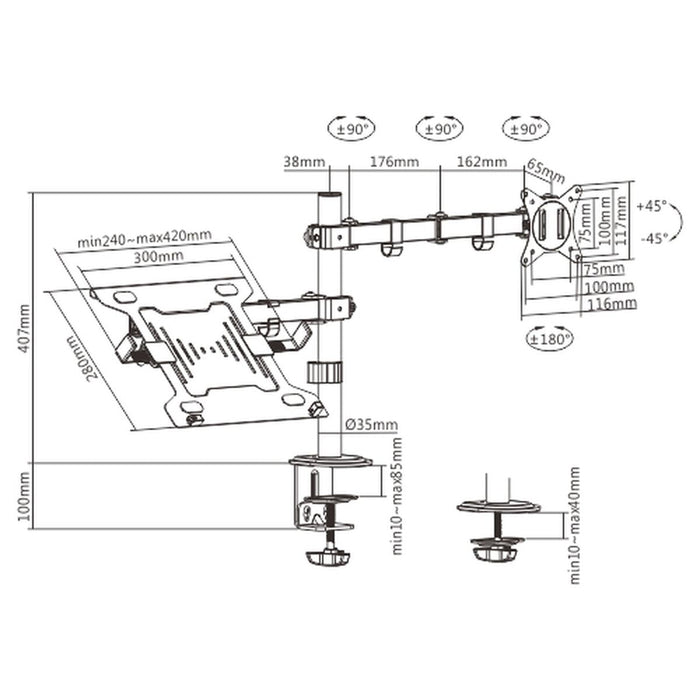 Screen Table Support GEMBIRD - Монтиране на екрани<<<Електроника Периферни и резервни части<<<Компютри|