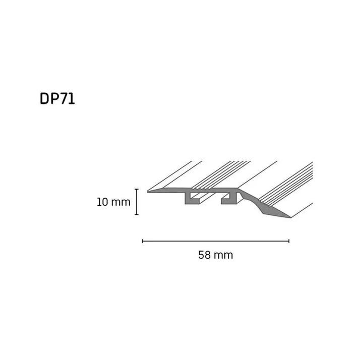 SELF-ADHESIVE DENIVELING TRANSITION STRIP DOELLKEN 58 MM. SILVER 0.90 M. - Лайстни<<<Паркет и елементи за
