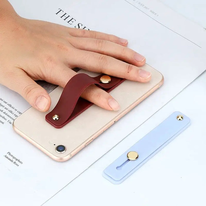 Self-adhesive finger holder with zipper - green - Cell phone holders<<<HurtelXML
