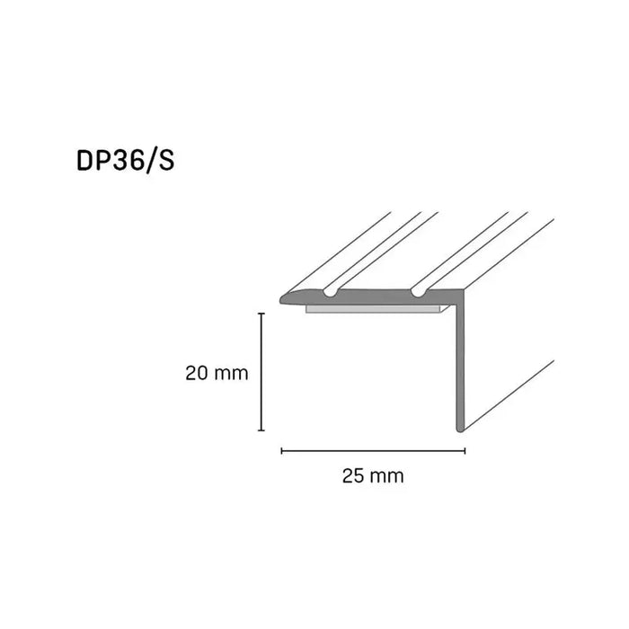 SELF-ADHESIVE L-SHAPED TRANSITION STRIP DOELLKEN 25 MM. SILVER 0.90 M. - Лайстни<<<Паркет и елементи за монтаж<<<Подови