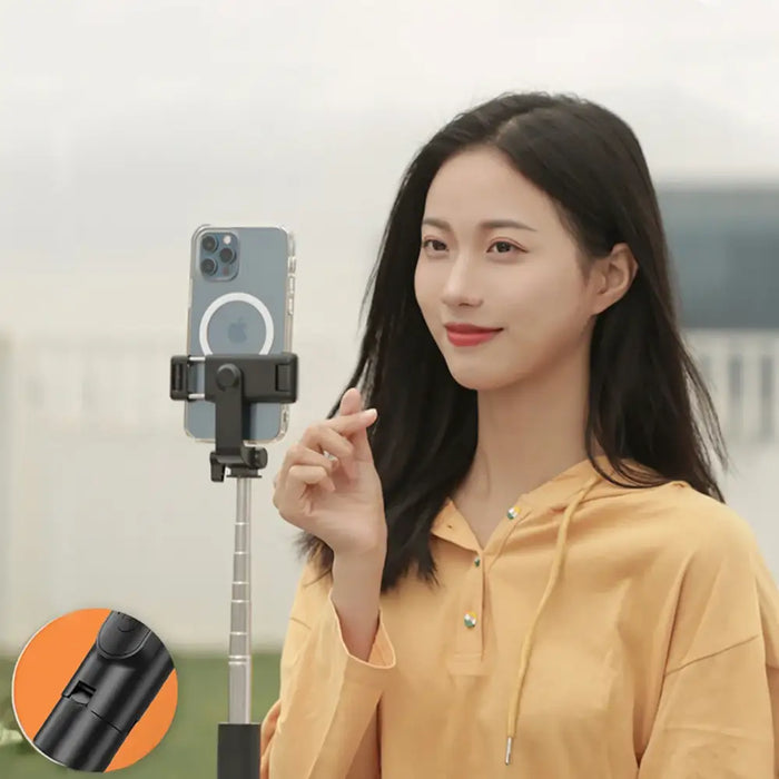 Selfie stick WHS1Y telescopic tripod 1m with phone holder - black - Photo accessories<<<HurtelXML