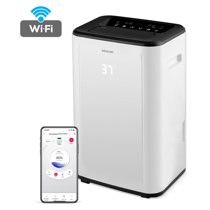DEHUMIDIFIER SENCOR SDH 3028WH 6.00 L, WI-FI CONTROL, 30 L/24H, 41.00 dB(A)