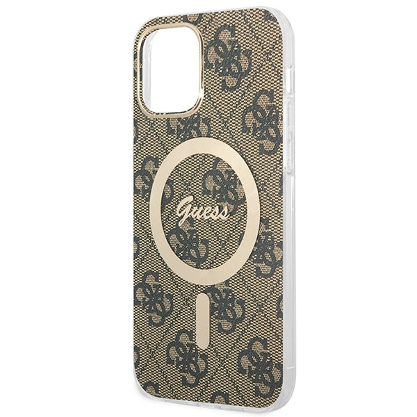 Set Guess GUBPP12MH4EACSW Case+ Charger iPhone 12/12 Pro brown/brown hard case 4G Print MagSafe - Cell phone cases
