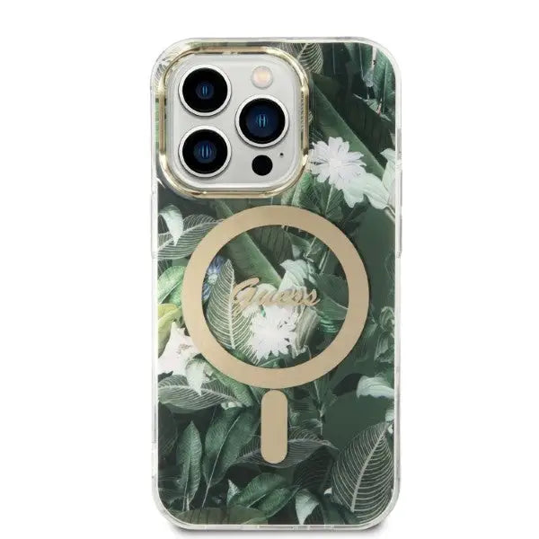 Set Guess GUBPP14LHJEACSA Case+ Charger iPhone 14 Pro 6.1’’ green/green hard case Jungle MagSafe - Cell phone cases