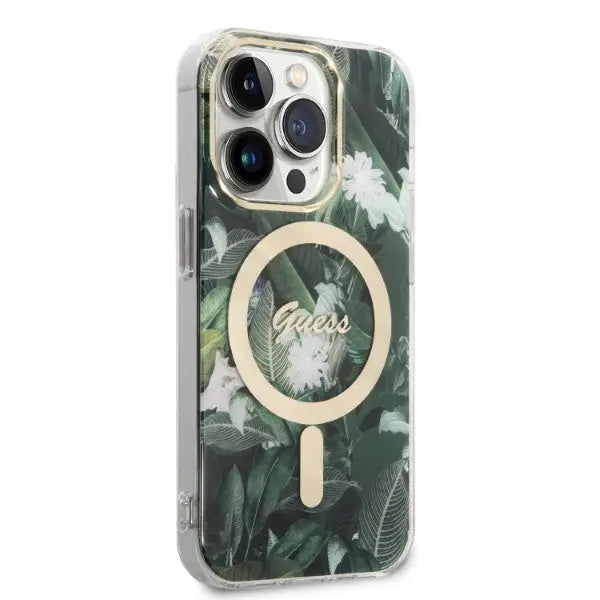 Set Guess GUBPP14LHJEACSA Case+ Charger iPhone 14 Pro 6.1’’ green/green hard case Jungle MagSafe - Cell phone cases