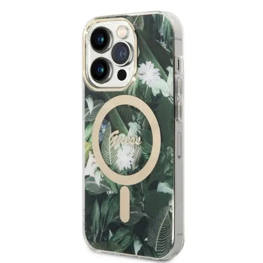 Set Guess GUBPP14LHJEACSA Case+ Charger iPhone 14 Pro 6.1’’ green/green hard case Jungle MagSafe - Cell phone cases