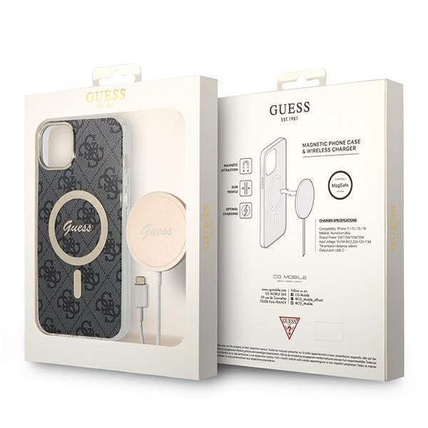 Set Guess GUBPP14MH4EACSK Case+ Charger iPhone 14 Plus 6.7’’ black/black hard case 4G Print MagSafe - Cell phone cases
