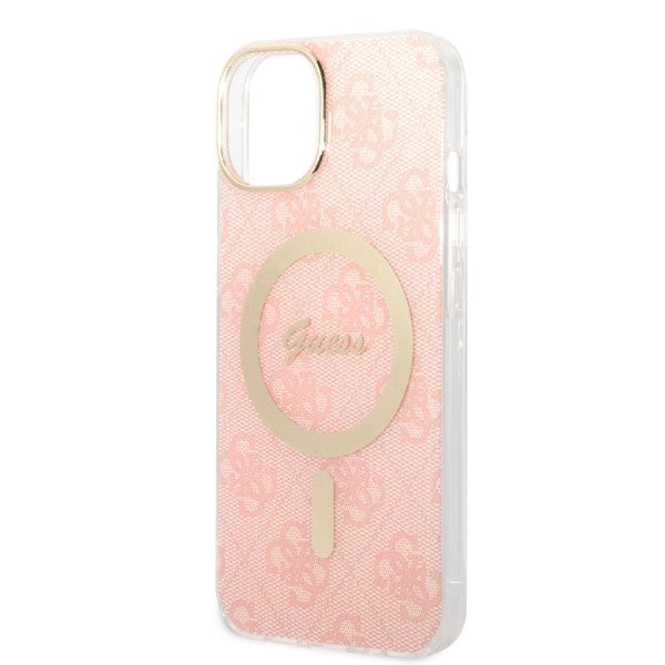 Set Guess GUBPP14MH4EACSP Case+ Charger iPhone 14 Plus 6.7’’ pink/pink hard case 4G Print MagSafe - Cell phone cases
