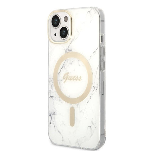 Set Guess GUBPP14MHMEACSH Case+ Charger iPhone 14 Plus 6.7’’ white/white hard case Marble MagSafe - Cell phone cases