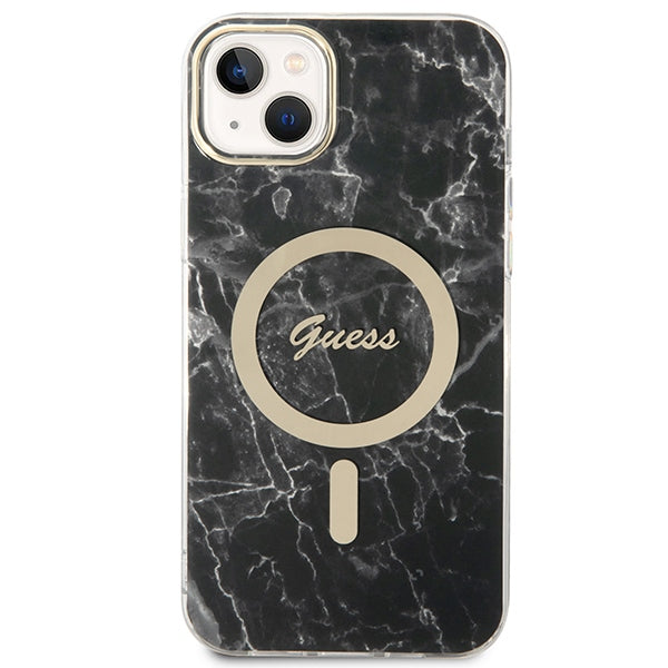 Set Guess GUBPP14MHMEACSK Case+ Charger iPhone 14 Plus 6.7’’ black/black hard case Marble MagSafe - Cell phone cases