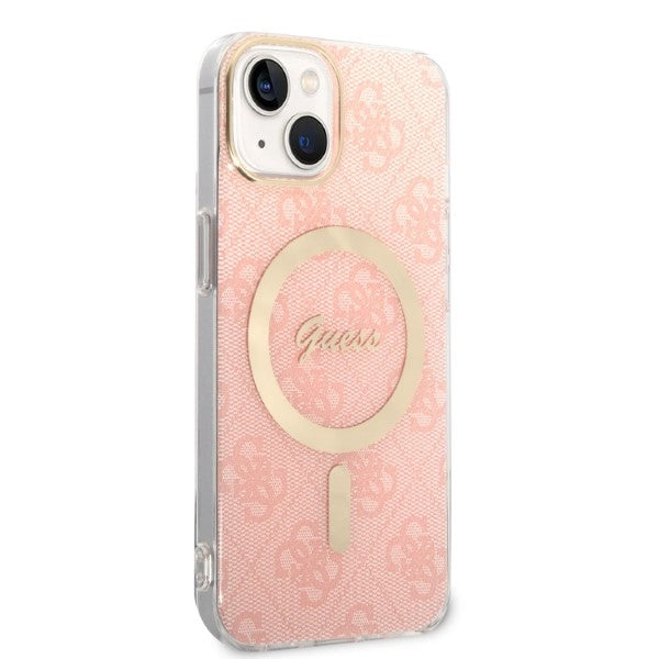 Set Guess GUBPP14SH4EACSP Case+ Charger iPhone 14 6.1’’ pink/pink hard case 4G Print MagSafe - Cell phone cases