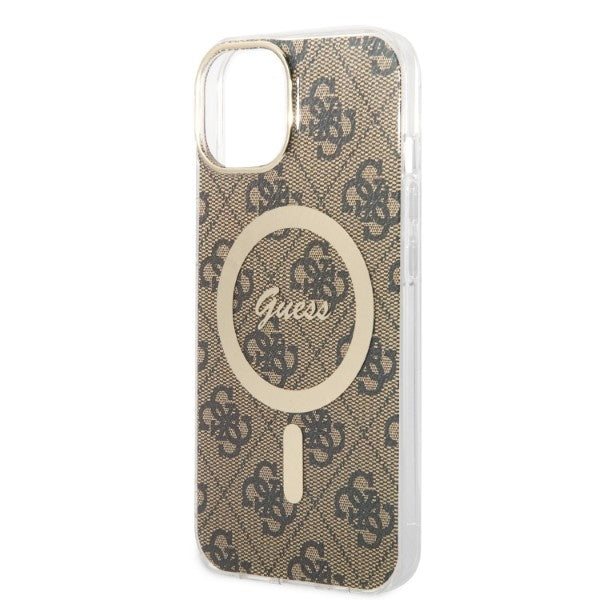 Set Guess GUBPP14SH4EACSW Case+ Charger iPhone 14 6.1’’ brown/brown hard case 4G Print MagSafe - Cell phone cases