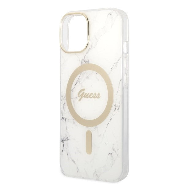 Set Guess GUBPP14SHMEACSH Case+ Charger iPhone 14 6.1’’ white/white hard case Marble MagSafe - Cell phone cases