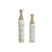 Set of 2 Vases Home ESPRIT Beige Light brown Metal 13,5 x 13,5 x 71 cm (2 Pieces) - Декорация и Осветление<<<Дом