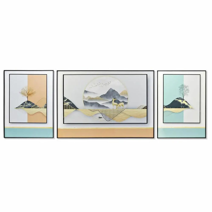 Set of 3 pictures DKD Home Decor Aluminium MDF Wood 200 x 3 x 70 cm (3 Pieces) - Декорация и Осветление<<<Дом