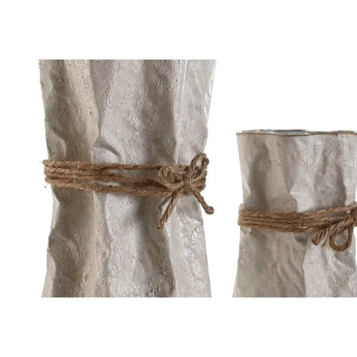 Set of 3 Vases Home ESPRIT Beige Metal Rope 17 x 17 x 54 cm (3 Pieces) - Декорация и Осветление<<<Дом