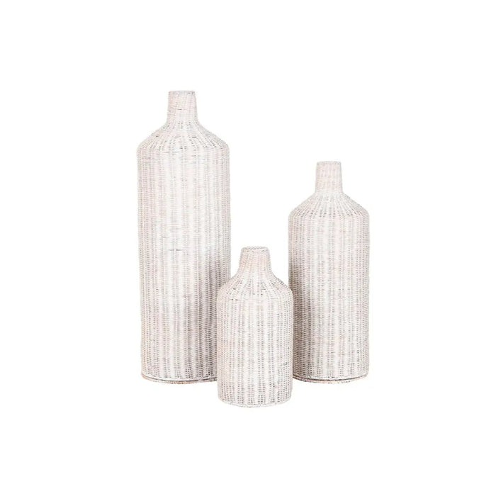 Set of 3 Vases Home ESPRIT Metal Natural 25 x 25 x 80 cm (3 Pieces) - Декорация и Осветление<<<Дом