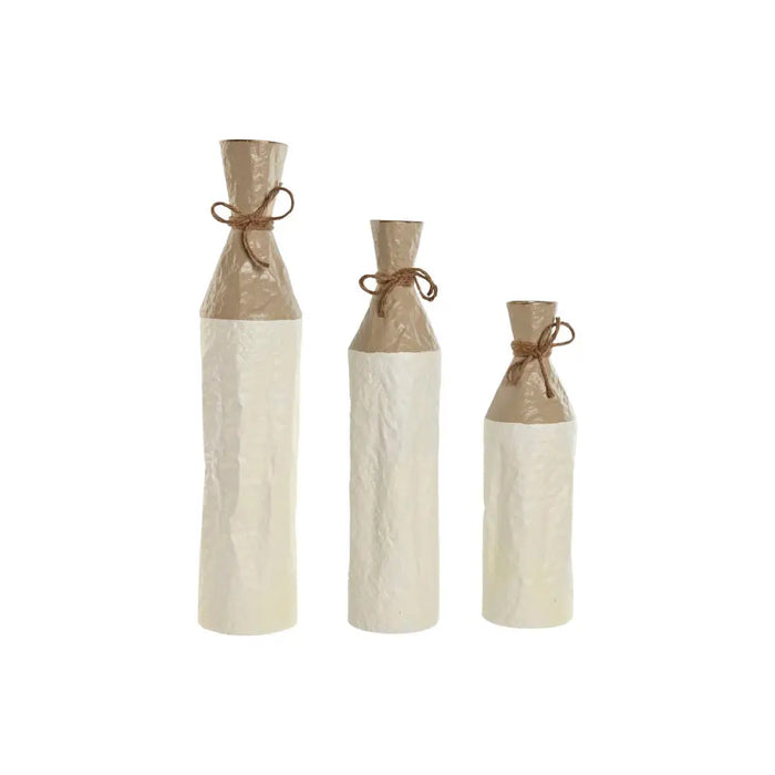 Set of 3 Vases Home ESPRIT White Golden Metal 14 x 14 x 67 cm (3 Pieces) - Декорация и Осветление<<<Дом