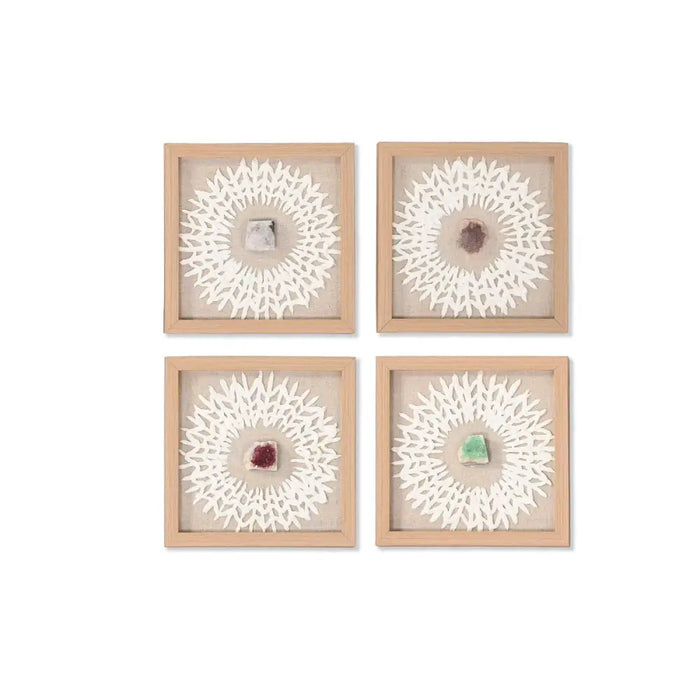 Set of 4 pictures Home ESPRIT Paper Crystal 22 x 2 x 22 cm - Декорация и Осветление<<<Дом Градина<<<BigBuy&&&Картини и