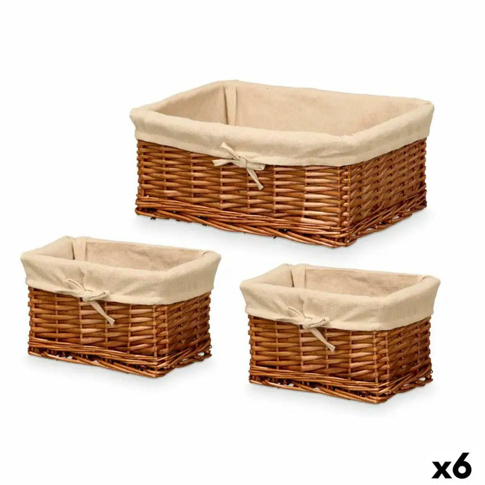 Set of Baskets Kipit Polyester wicker Cloth 50 % cotton 39 x 16 x 30 cm 3 Pieces - Баня<<<Дом