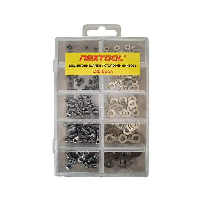 SET OF BRASS WASHERS AND LOCKING SCREWS 180 PCS NEXTOOL MAS-180 - Болтове и гайки<<<Винтове и болтови