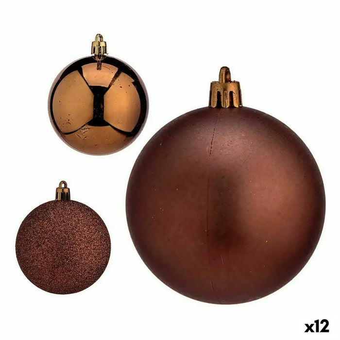Set of Christmas balls Krist+ Brown Plastic (12 Units) - Декорация и Осветление<<<Дом Градина<<<BigBuy&&&Коледни