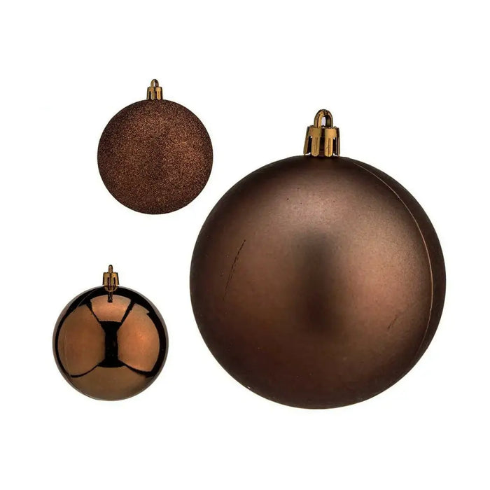 Set of Christmas balls Krist+ Brown Plastic Ø 8 cm (24 Units) - Декорация и Осветление<<<Дом Градина<<<BigBuy&&&Коледни