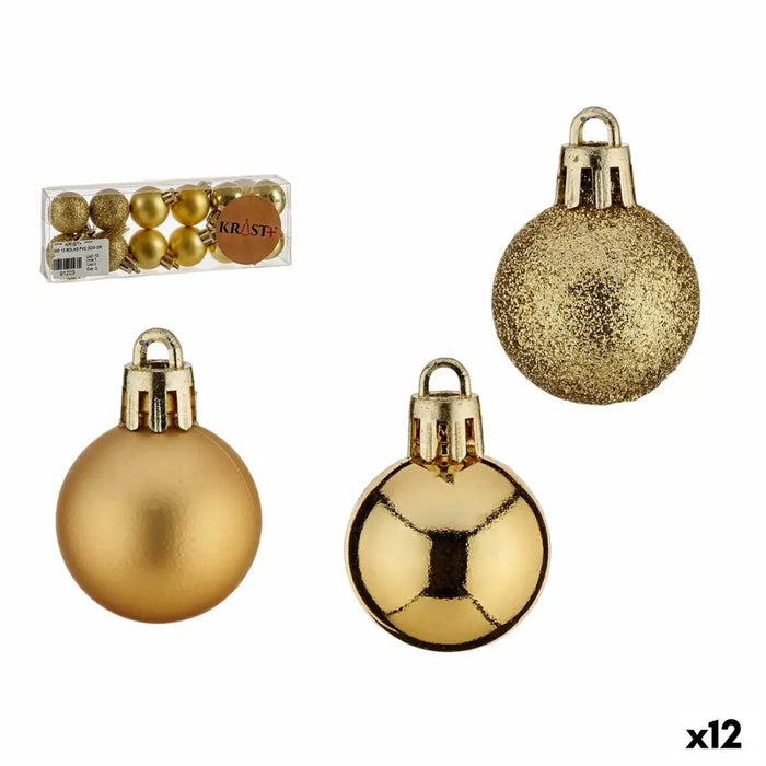 Set of Christmas balls Krist+ Golden PVC Ø 3 cm (12 Units) - Декорация и Осветление<<<Дом Градина<<<BigBuy&&&Коледни