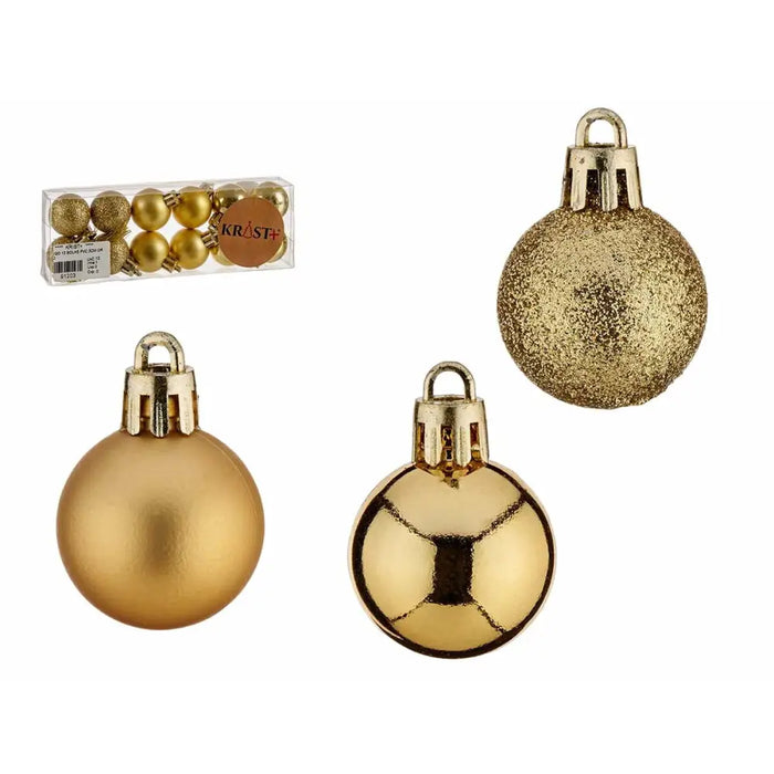 Set of Christmas balls Krist+ Golden PVC Ø 3 cm (12 Units) - Декорация и Осветление<<<Дом Градина<<<BigBuy&&&Коледни