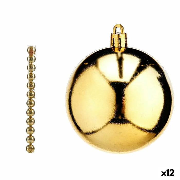 Set of Christmas balls Krist+ Golden PVC Ø 7 cm (12 Units) - Декорация и Осветление<<<Дом Градина<<<BigBuy&&&Коледни
