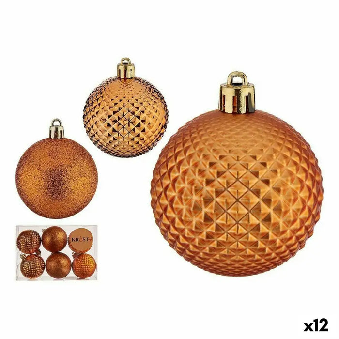 Set of Christmas balls Krist+ Orange PVC 6 cm (12 Units) - Декорация и Осветление<<<Дом Градина<<<BigBuy&&&Коледни
