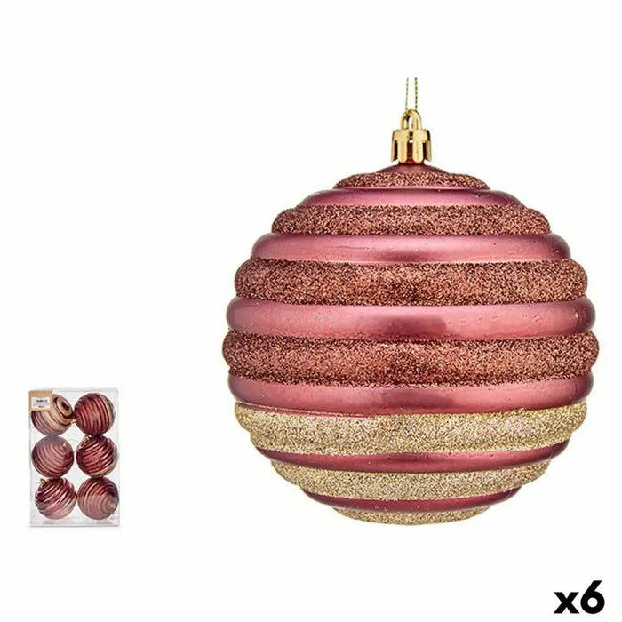 Set of Christmas balls Krist+ Pink Plastic Circles (6 Units) - Декорация и Осветление<<<Дом Градина<<<BigBuy&&&Коледни