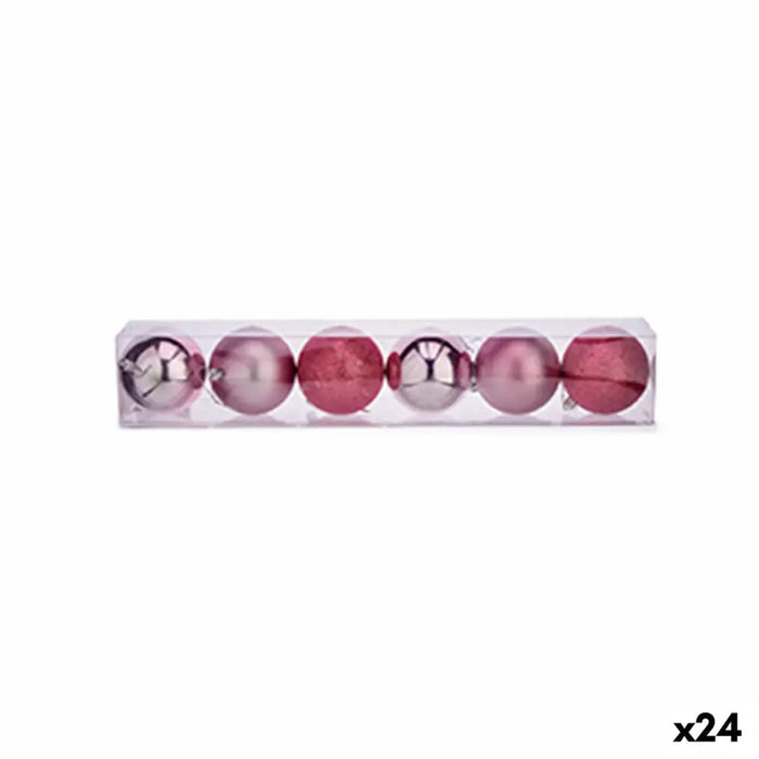 Set of Christmas balls Krist+ Pink Plastic Ø 8 cm (24 Units) - Декорация и Осветление<<<Дом Градина<<<BigBuy&&&Коледни