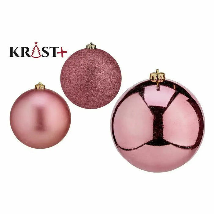 Set of Christmas balls Krist+ Pink PVC (12 Units) - Декорация и Осветление<<<Дом Градина<<<BigBuy&&&Коледни